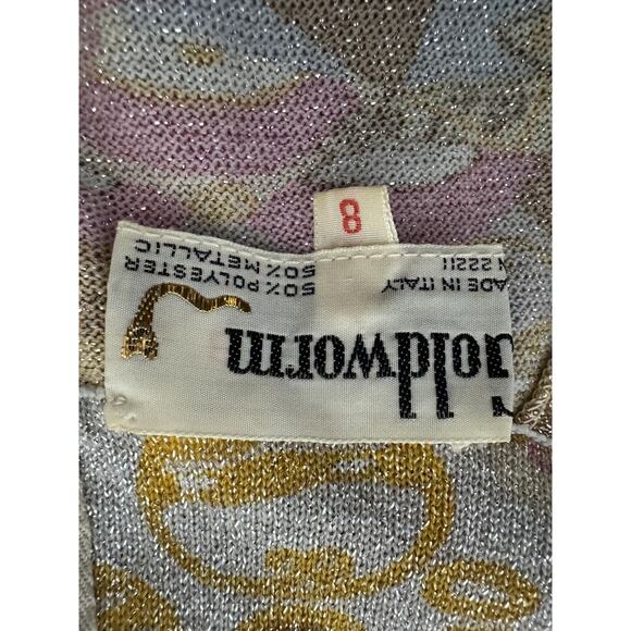 VINTAGE Goldworm Pants Set Womens 8 Made in Italy Metallic Geometric Pink Gold - Picture 9 of 15